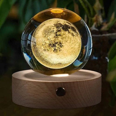 3D Crystal Ball Globe Table Lamp with Wood Base Moon Light Lamps Night Light for Children Birthday Gifts Novelty Home Decor