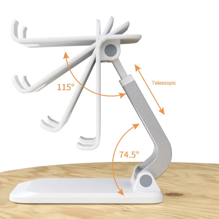Q7-L Multifunction Folding Phone Holder Aluminum Alloy Desktop Adjustable Cell Phone Stand - White