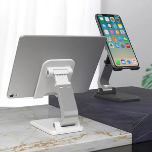 Q7-L Multifunction Folding Phone Holder Aluminum Alloy Desktop Adjustable Cell Phone Stand - White