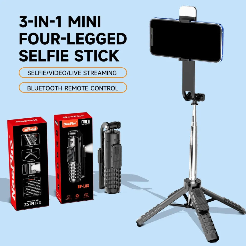 NeePho NP- L8S 3-IN-1 Mini Four-Legged Selfie Stick With Wireless Remote for Cellphones
