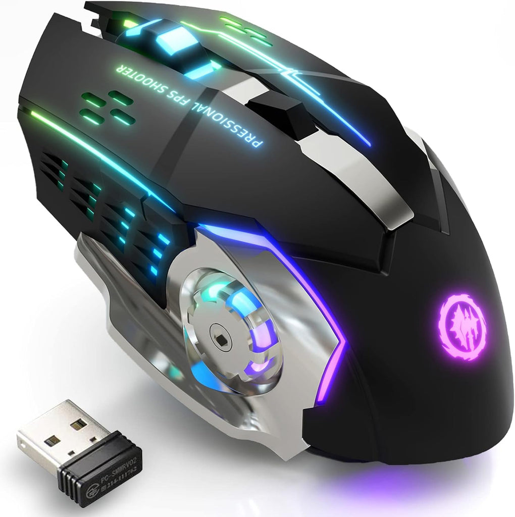 Gaming Mouse Silent Click, LED Backlit Optical Game Mice Ergonomic USB Wired Mice
