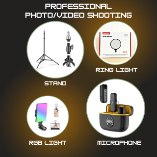 Professional Studio Lights Square+RGB Lights+ Mic+ Stand (Package) High Quality