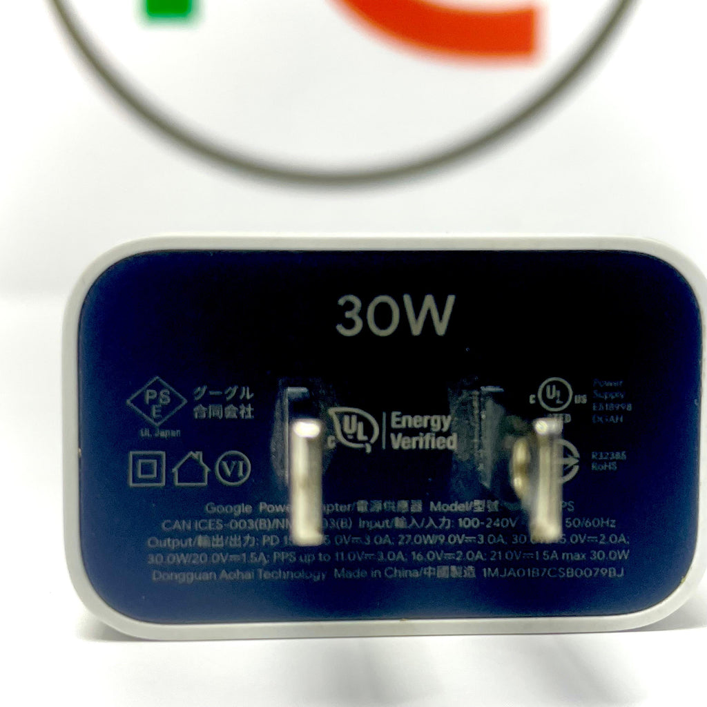 Google 30W USB-C Original 100%  Power Adapter For Google 8Pro, 8A, 8 , 7Pro, 7A ,7 ,6Pro ,6A, 6