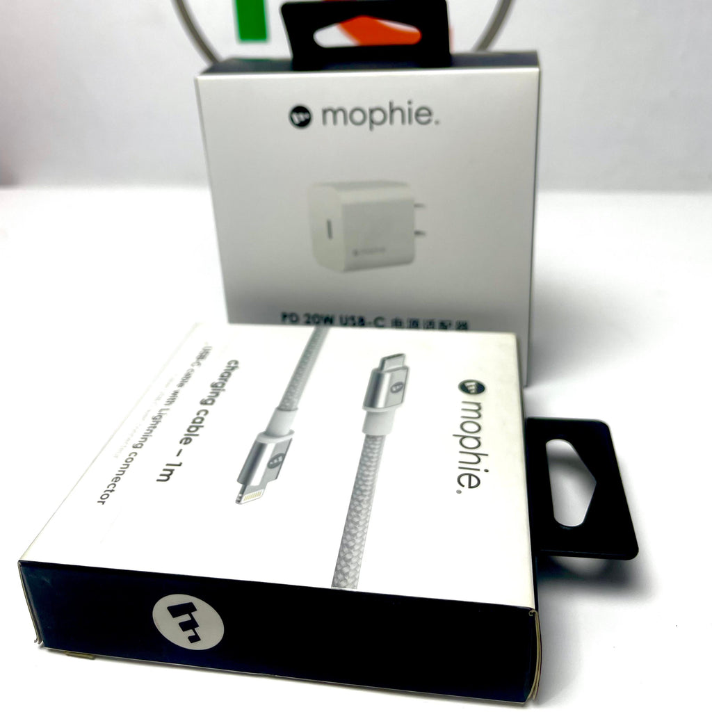 Mophie USB-C PD 20W wall charger + Mophie USB-C to Lightning cable for iPhones