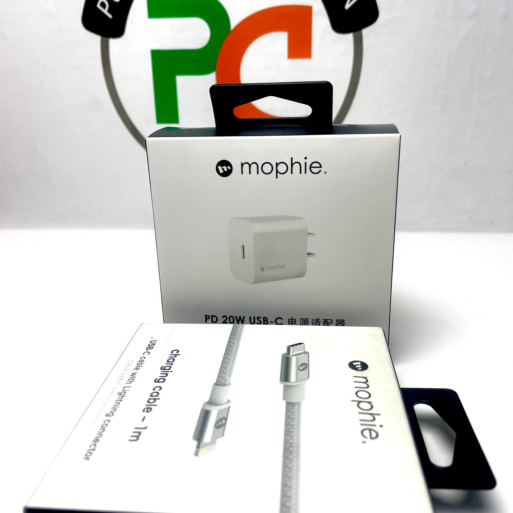 Mophie USB-C PD 20W wall charger + Mophie USB-C to Lightning cable for iPhones
