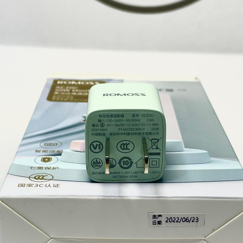 Romoss AC20C Mini 20W GaN USB-C Fast Charging Adapter