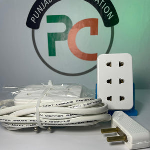 E1 Extension Board fully copper 2y Warranty 3 Sockets With 2.8 Meter Hamdmade