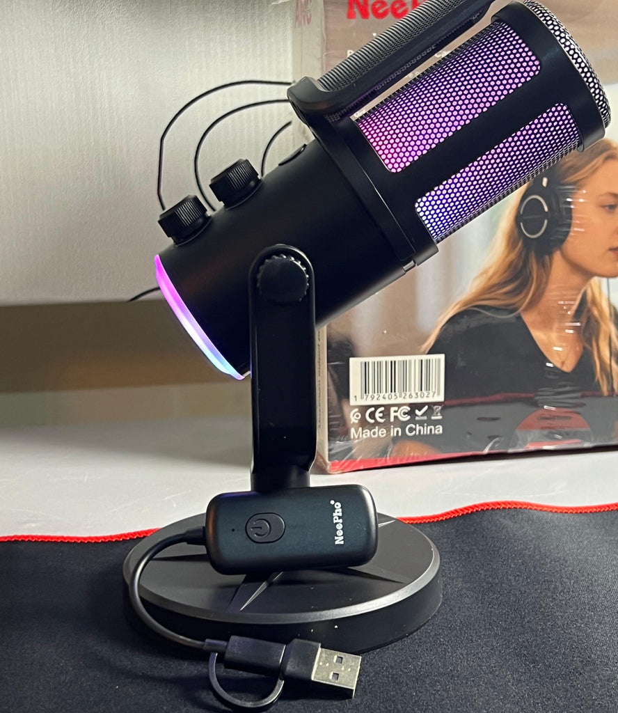 Neepho RGB NP-M02 Microphone Wireless & Wired Sound Card | Noise Reduction |