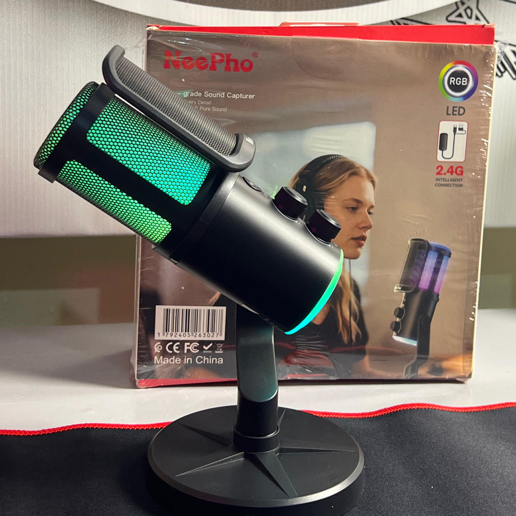 Neepho RGB NP-M02 Microphone Wireless & Wired Sound Card | Noise Reduction |