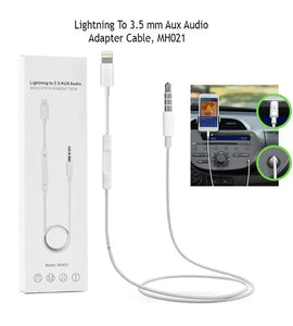 MH021 1m 8 Pin to 3.5mm AUX Audio Cable Support Line Control(White)