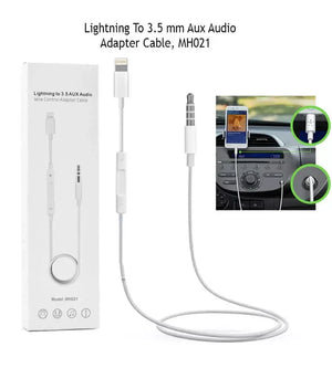 MH021 1m 8 Pin to 3.5mm AUX Audio Cable Support Line Control(White)