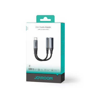 Joyroom SY-C02 2in1 DAC adapter USB-C to USB-C / 3.5 mm mini jack - black