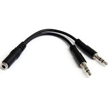AUX 1 Male To 2 Female Spliter Wire 3.5 Mm Jack