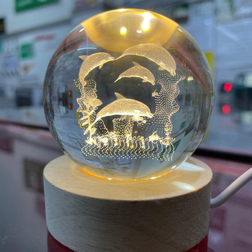 3D Crystal Ball Globe Table Lamp with Wood Base Moon Light Lamps Night Light for Children Birthday Gifts Novelty Home Decor