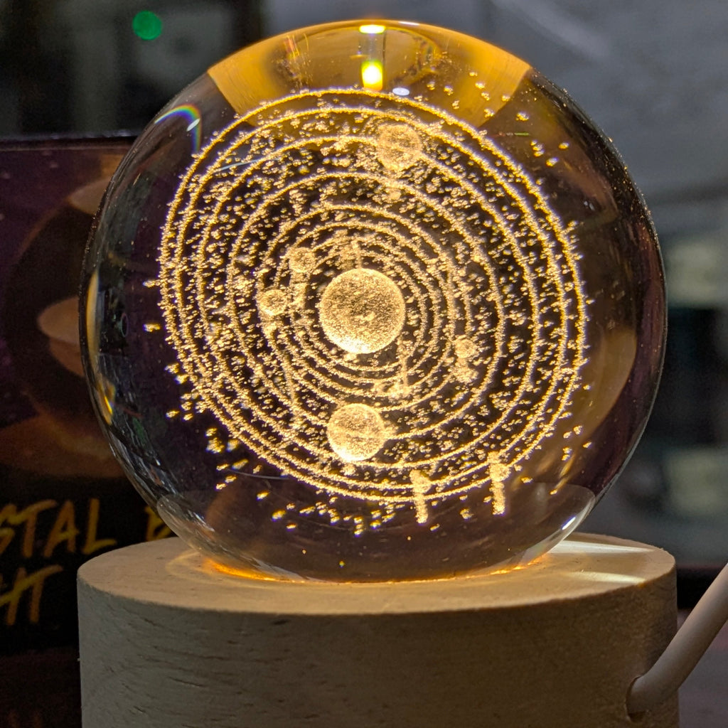 3D Crystal Ball Globe Table Lamp with Wood Base Moon Light Lamps Night Light for Children Birthday Gifts Novelty Home Decor